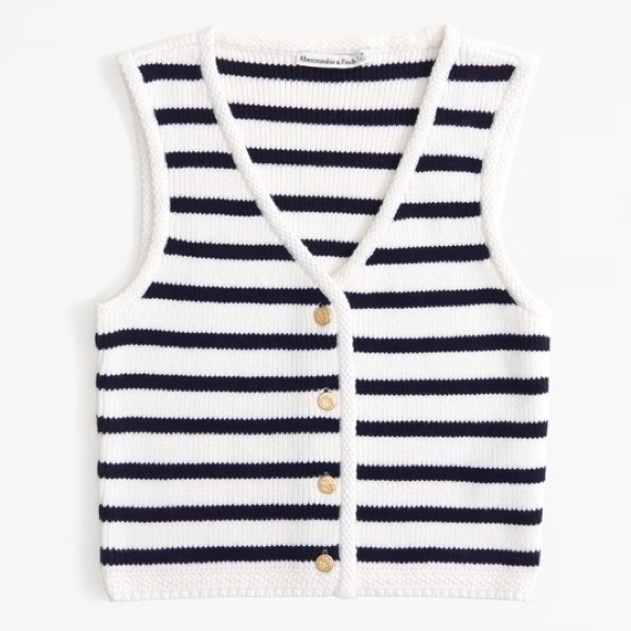 Abercrombie Mara sweater vests NWT sz S black & white / black / white / beige - Picture 8 of 13